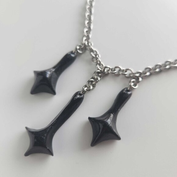 Gothic black cross silver choker necklace with a small silver chain - Picture 6 of 8